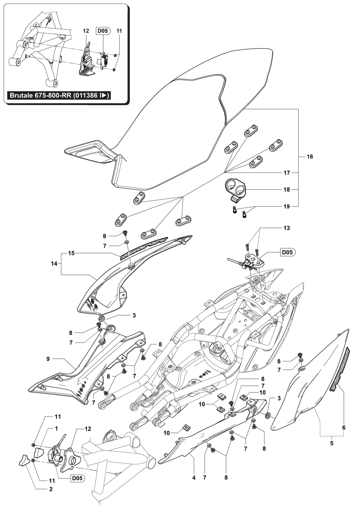 Rear Fairing Assembly Brutale 675


